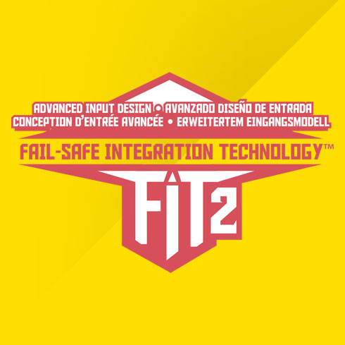 FIT2 Fail-Safe Integration Technology logo in red with multilingual advanced input design text.