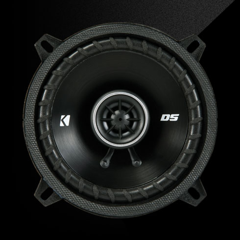 KICKER DS 5.25-inch coaxial car speaker with silver center tweeter.