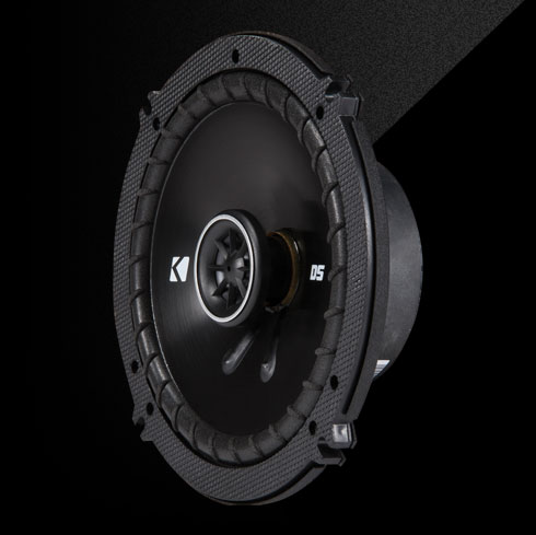 KICKER DS 6.5-inch coaxial car speaker with PEI tweeter and polypropylene cone.