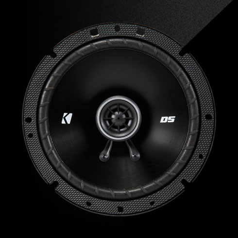 KICKER DS Series 6.75-inch coaxial car speaker with zero-protrusion tweeter.