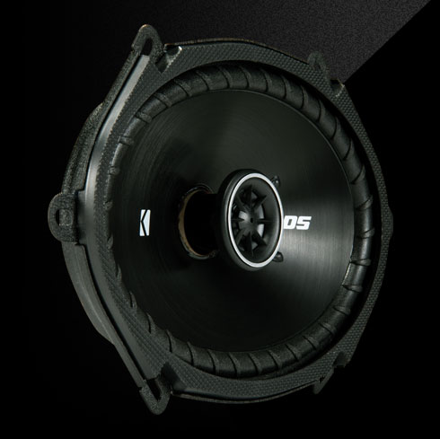 KICKER DS 6x8-inch coaxial car speaker with ribbed surround and polypropylene cone.