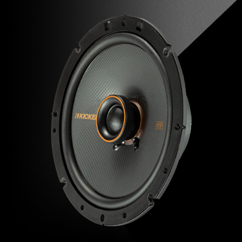 KICKER KSC670 6.75-inch KS-Series coaxial car speaker with polypropylene woofer, silk-dome tweeter, and thin-mount design.