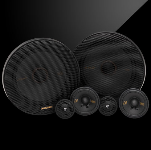 KICKER KSS365 3-way component speaker system with 6.5-inch woofers, 2.75-inch midranges, and silk-dome tweeters.