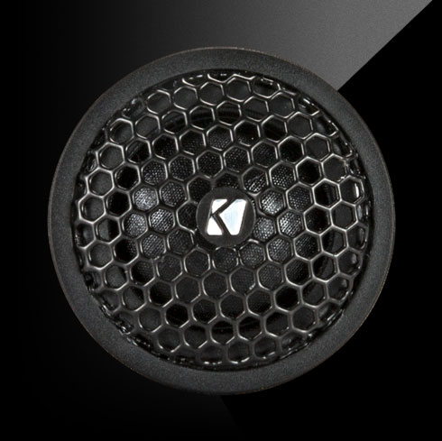 KS-Series 1-inch silk-dome tweeter with honeycomb grille, multiple mounting options, and in-line crossover.