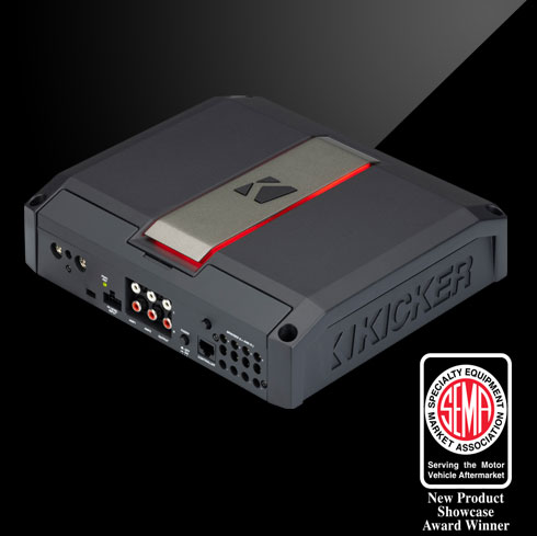 Angled view of LX amplifier showing input/output connections.  SEMA new product showcase award winner.