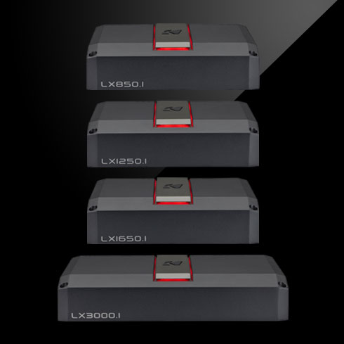 Family photo showing 4 LX monoblock amplifiers.