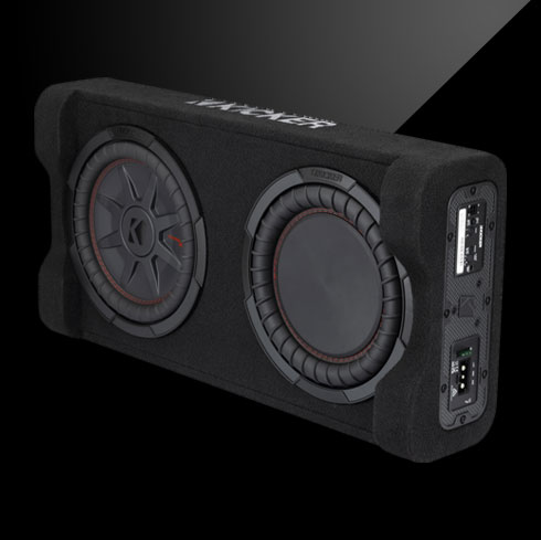 group shot of two PTRTP powered down-firing enclosures.